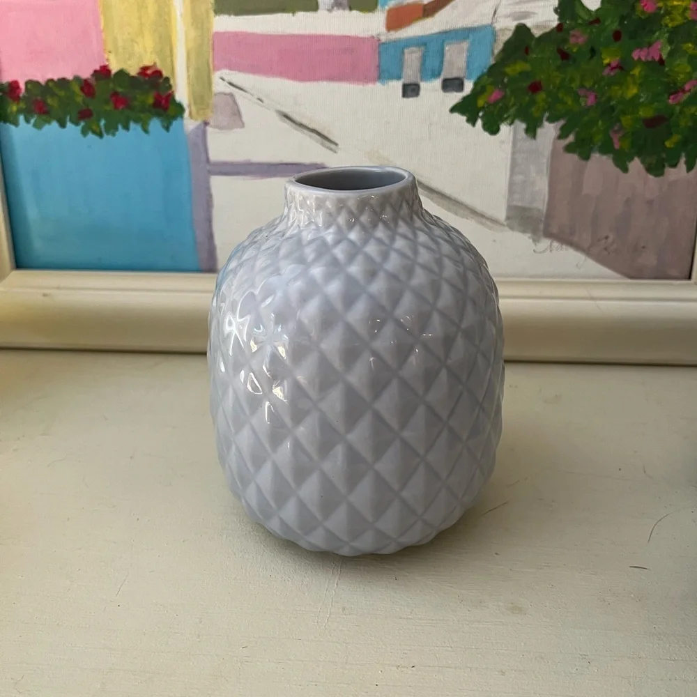 IKEA Textured Pale Periwinkle Ceramic Vase